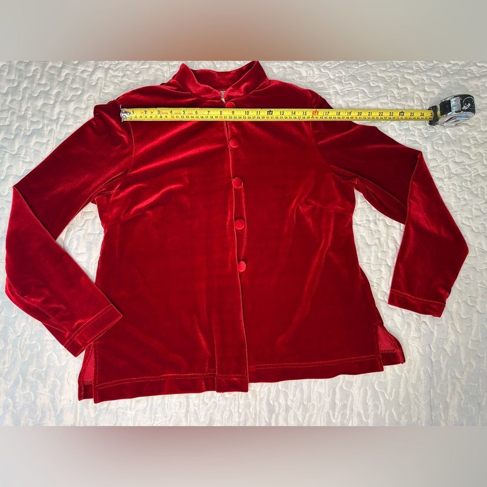 Vintage Coldwater Creek Red Velvet Jacket Button Front 90s Style Velvet  Size L - Picture 7 of 10